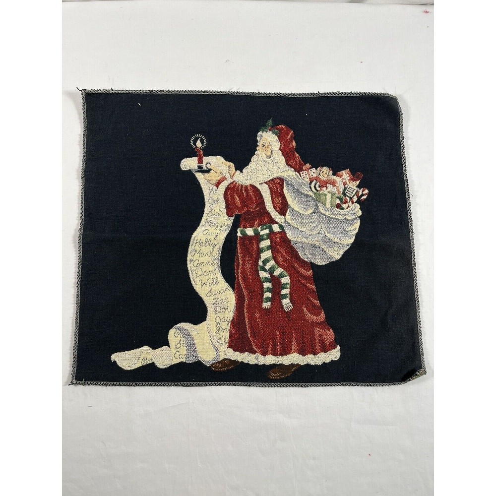Vintage Tapestry Christmas Panel Santa Claus Metallic Jacquard 16” *18”